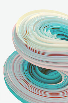 3D Illustration of twisted colorful shapes