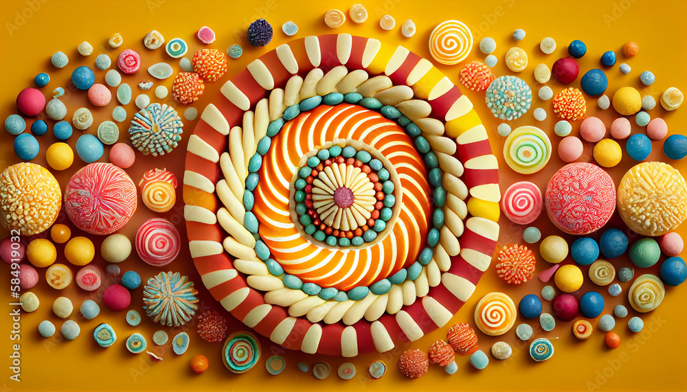 Poster multi colored abstract circle design on vibrant backdrop ,generative ai
