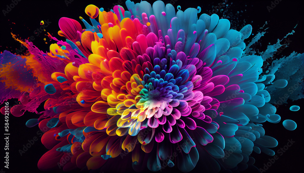 Poster abstract multi colored background with vibrant fractal illustration ,generative ai