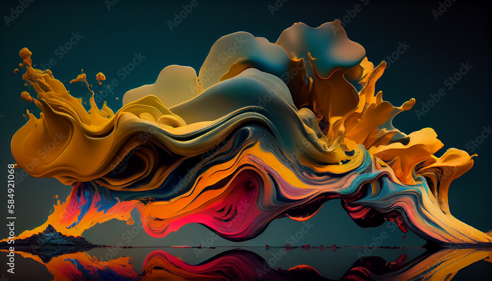 Poster abstract multi colored wave backdrop blue water pattern ,generative ai