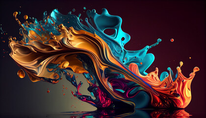 Abstract paint mixing creates colorful underwater wave pattern ,generative AI