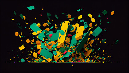 Confetti celebration abstract multi colored decoration birthday illustration ,generative AI