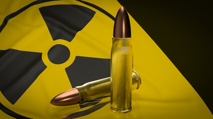 The plutonium bullets for war or weapon concept 3d rendering © niphon