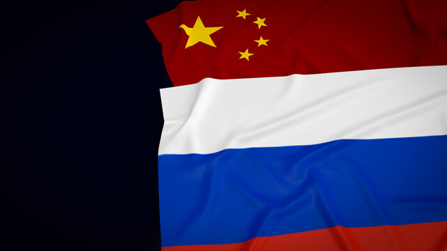China and Russia flag image 3d rendering.