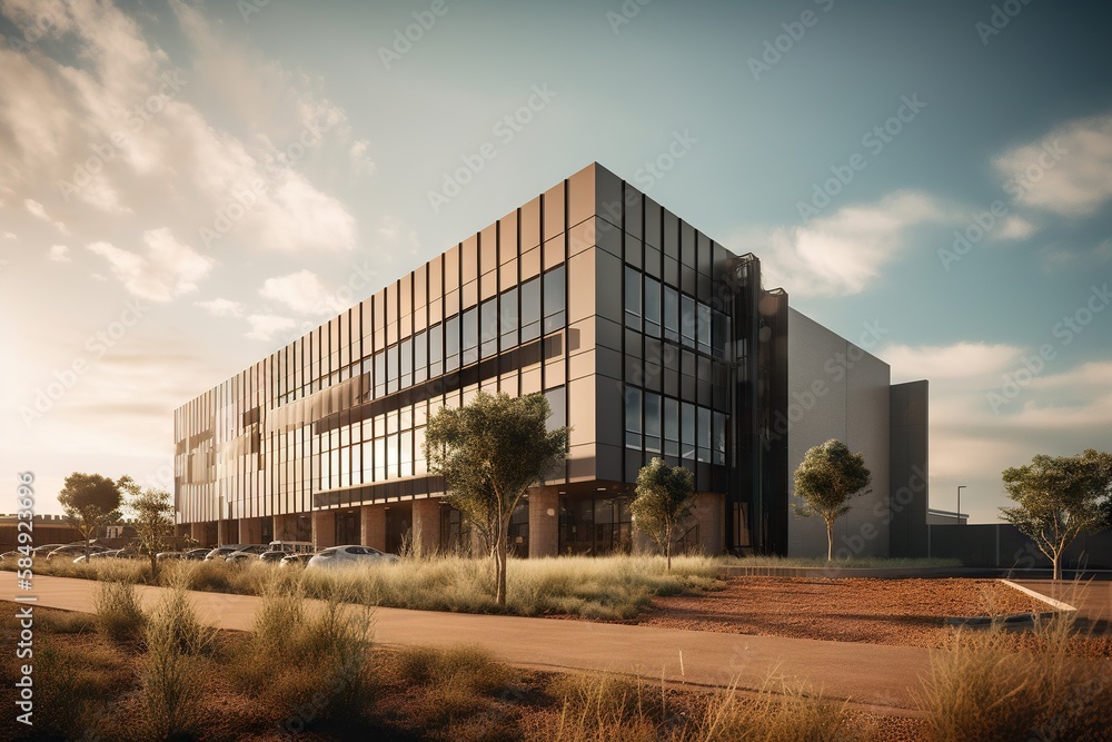 Aufkleber a large building with a lot of windows on it's side office building architectural photography manufa