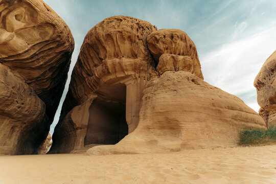 Hegra landmark in saudi arabia
