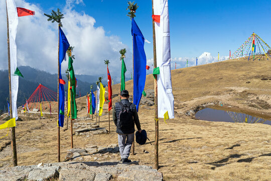 Adult Man trekking on Himalayan Mountain Range

