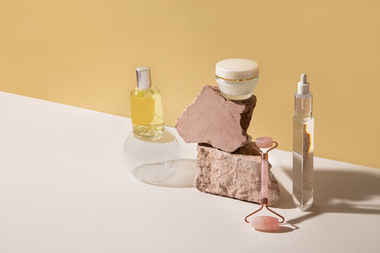 Skin care products still life composition