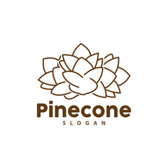 Pine Cone Logo, Elegant Luxury Pine Simple Design, Tree Acorn Icon Vector, Product Brand Illustration