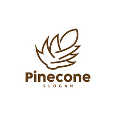 Pine Cone Logo, Elegant Luxury Pine Simple Design, Tree Acorn Icon Vector, Product Brand Illustration