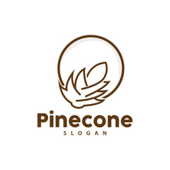Pine Cone Logo, Elegant Luxury Pine Simple Design, Tree Acorn Icon Vector, Product Brand Illustration