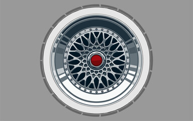 wheels gold silver, Car Wheel 3D illustration, Car wheel, set. Realistic design. Vector illustration - obrazy, fototapety, plakaty