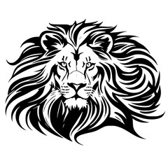 black and white of lion head