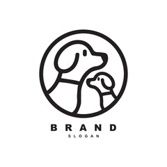 Obraz premium Outline circle two dog vintage logo design vector