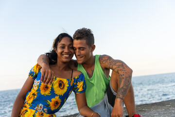 Portrait Of A Couple In Love At Sunset