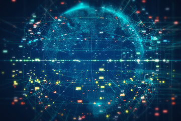 Planet Earth hud hologram , Digital Data and Technology 3D Globe.