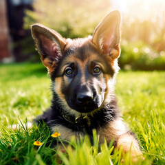 Well-Behaved and Obedient: Cute German Shepherd Puppy Close-Up