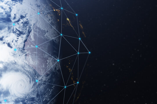 3D World globe data exchange , planet earth network connection web.