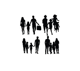 Happy Family Activity Silhouettes , art vector design

