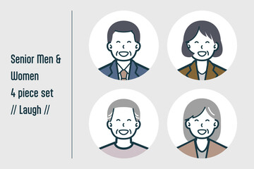 爆笑しているシニア男女の4点セットno.1