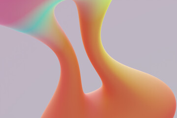 3D Illustration of twisted colorful shapes