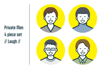 爆笑している私服の男性の4点セットno.1