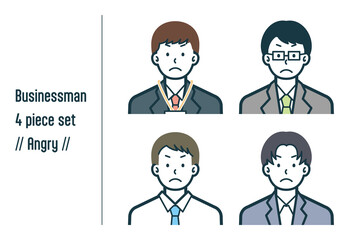 怒っているビジネスマンの4点セットno.1