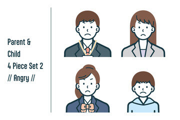怒っている親子の4点セットno.2