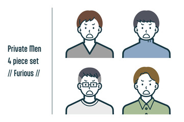 激怒している私服の男性の4点セットno.1