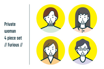 激怒している私服の女性の4点セットno.1