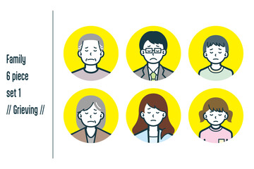 悲しんでいる3世代の家族の6点セットno.1