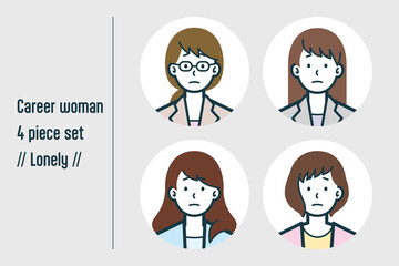 寂しそうなキャリアウーマンの4点セットno.1