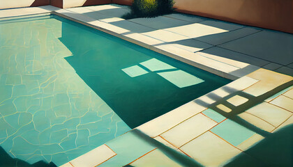Modern architecture, outdoors design, blue pool water generated by AI