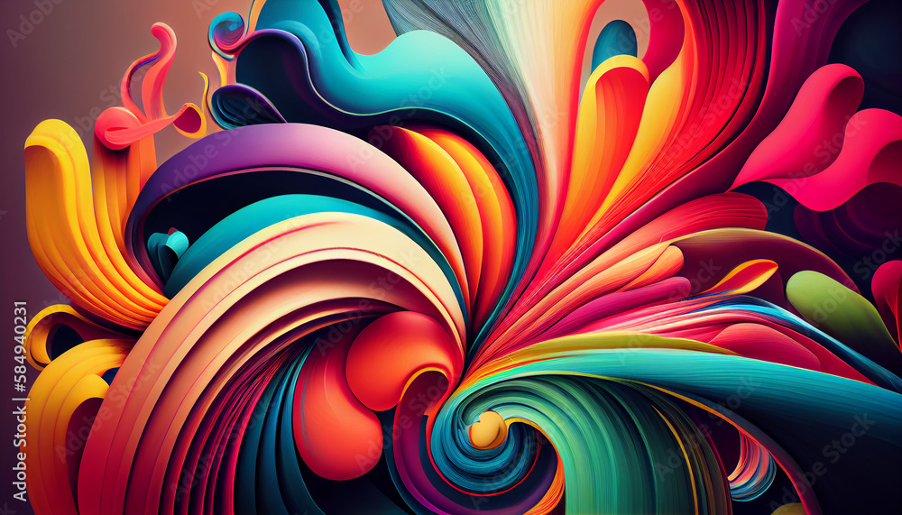Poster abstract backdrop illustration with multi colored design shapes generated by ai