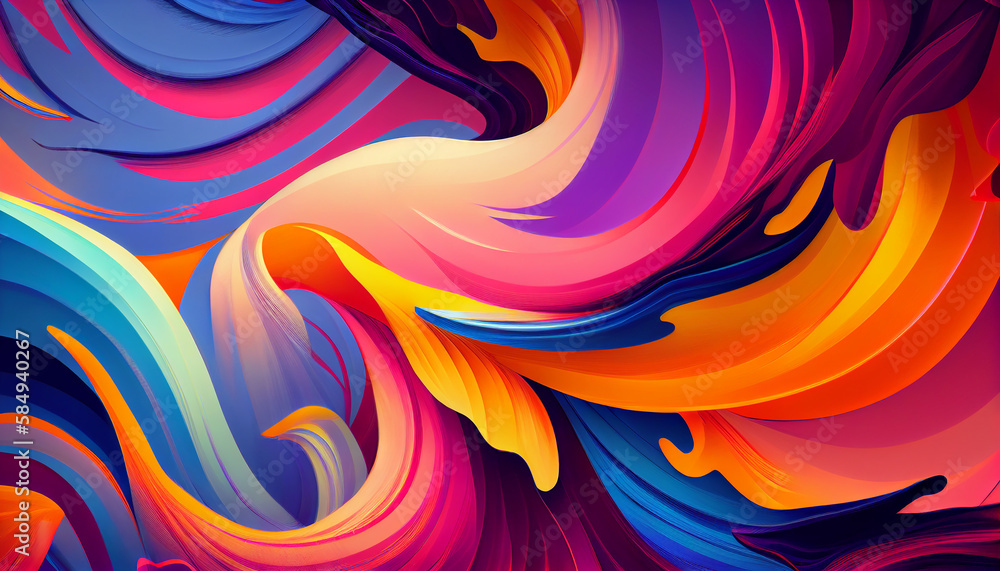 Poster abstract multi colored wave pattern shiny, flowing, modern generated by ai