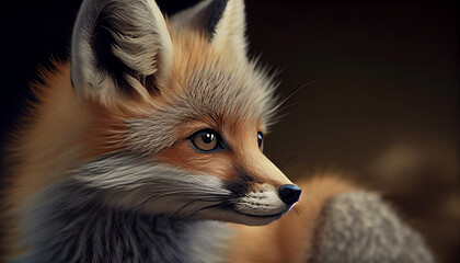 Cute red fox looks alert in nature generated by AI