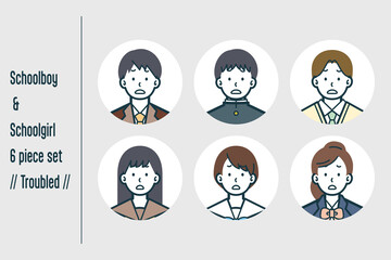 困っている男女の学生の6点セットno.1