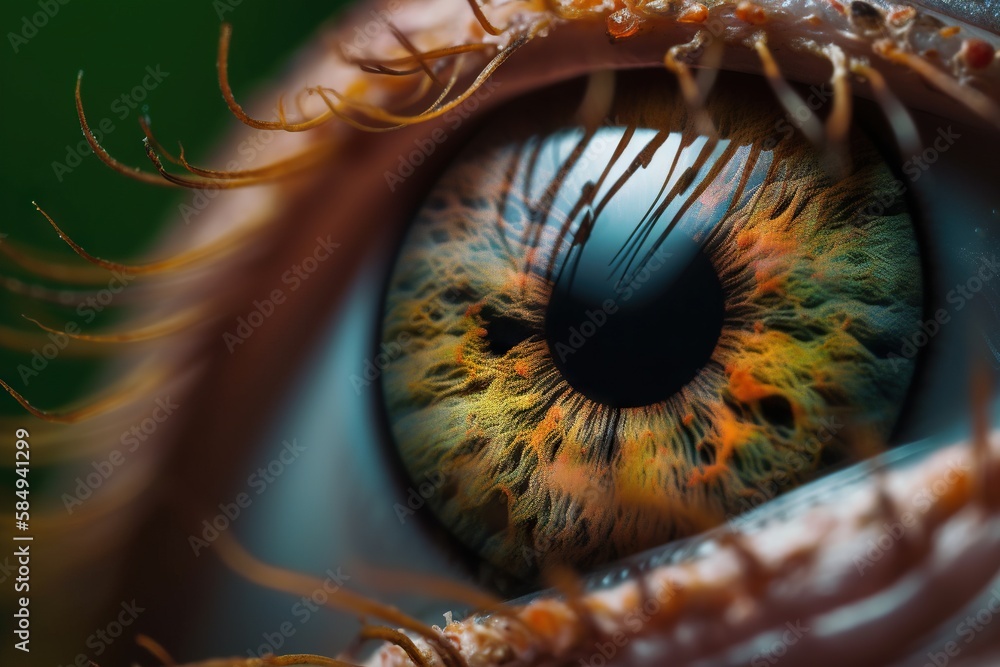 Poster a close up of a human eye with a bug crawling on it zoo macro photography macro photography generati