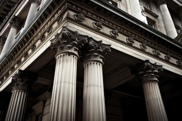 Obraz premium Corinthian columns on bank, Generative Ai