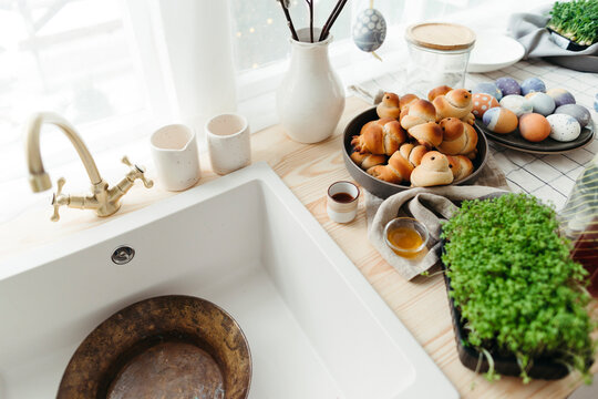Cozy empty spring kitchen.