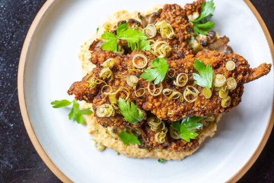 Buttermilk marinated soft shell crabs