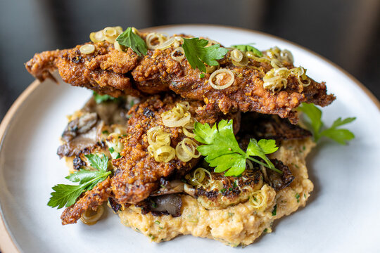Buttermilk marinated soft shell crabs