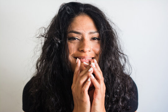 Woman with creepy smile