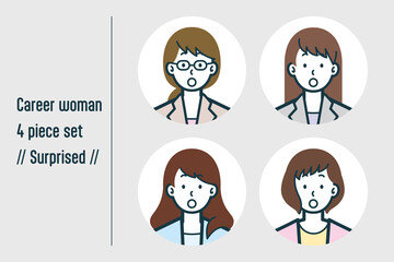 びっくりしているキャリアウーマンの4点セットno.1