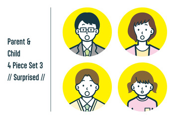 びっくりしている親子の4点セットno.3