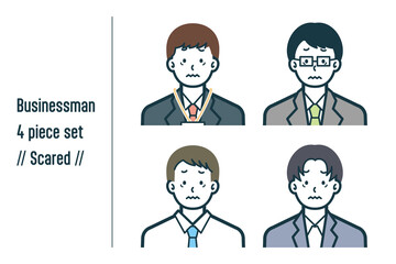 怖がっているビジネスマンの4点セットno.1