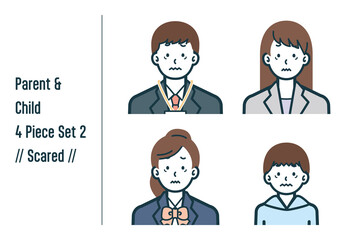 怖がっている親子の4点セットno.2