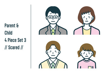 怖がっている親子の4点セットno.3