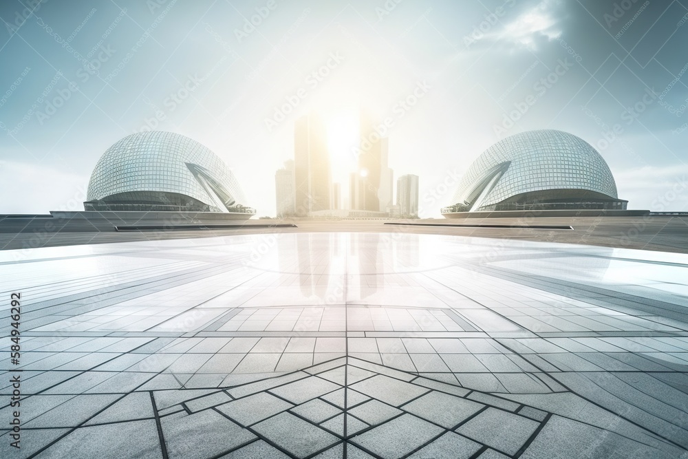 Poster a futuristic city with a futuristic architecture and a futuristic building in the background modern 