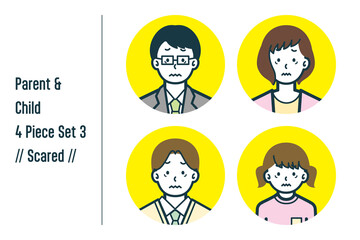 怖がっている親子の4点セットno.3